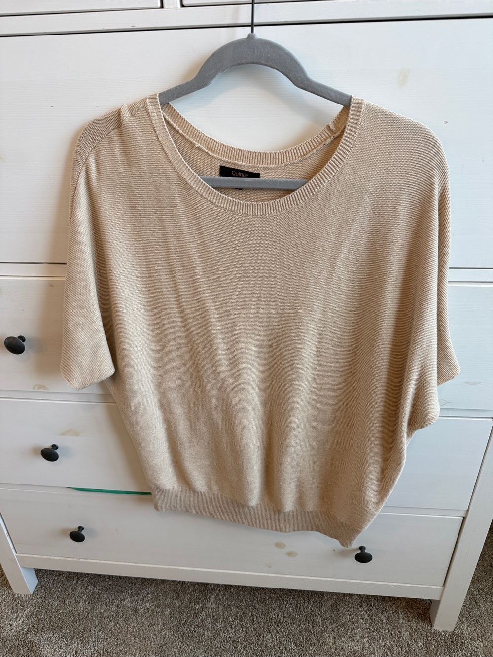 Quince Beige Short-Sleeve Knit Top- only worn once!